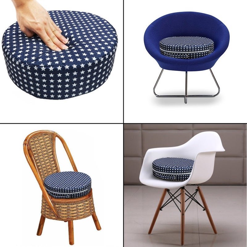 Zicac Kids' Anti-Slip Chair Seat Cushion- Dining Seat Pad Dismountable Round Seat Cushion (Blue Star) - Image 4